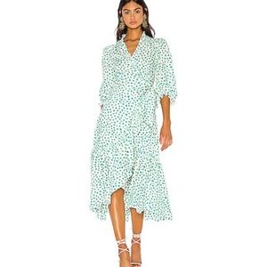 Rebecca Taylor Floral Balloon Sleeve Ruffle Hem Wrap Dress